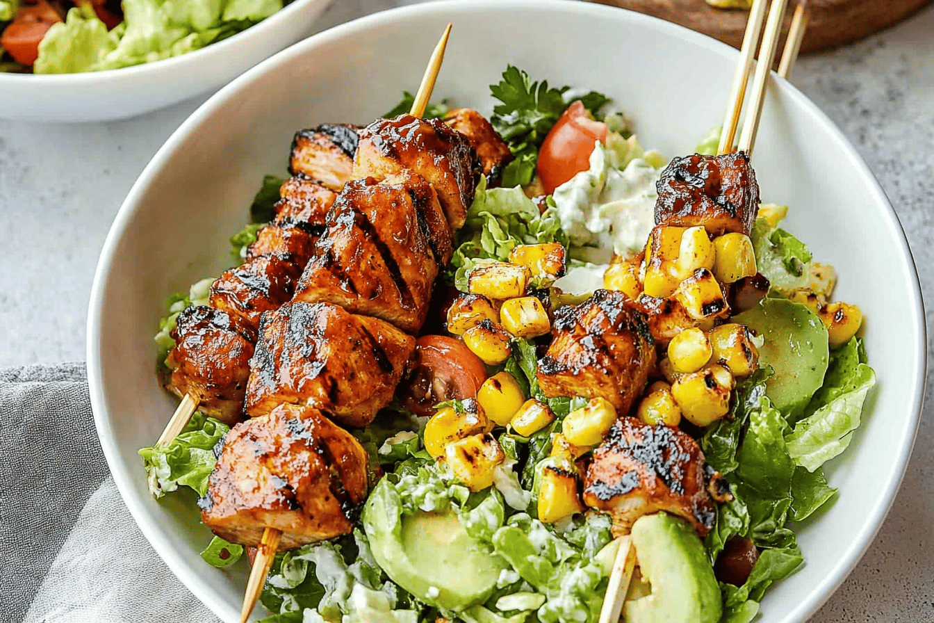 BBQ Chicken Skewer Salad