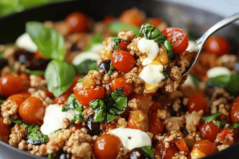 Ground Chicken Caprese Skillet