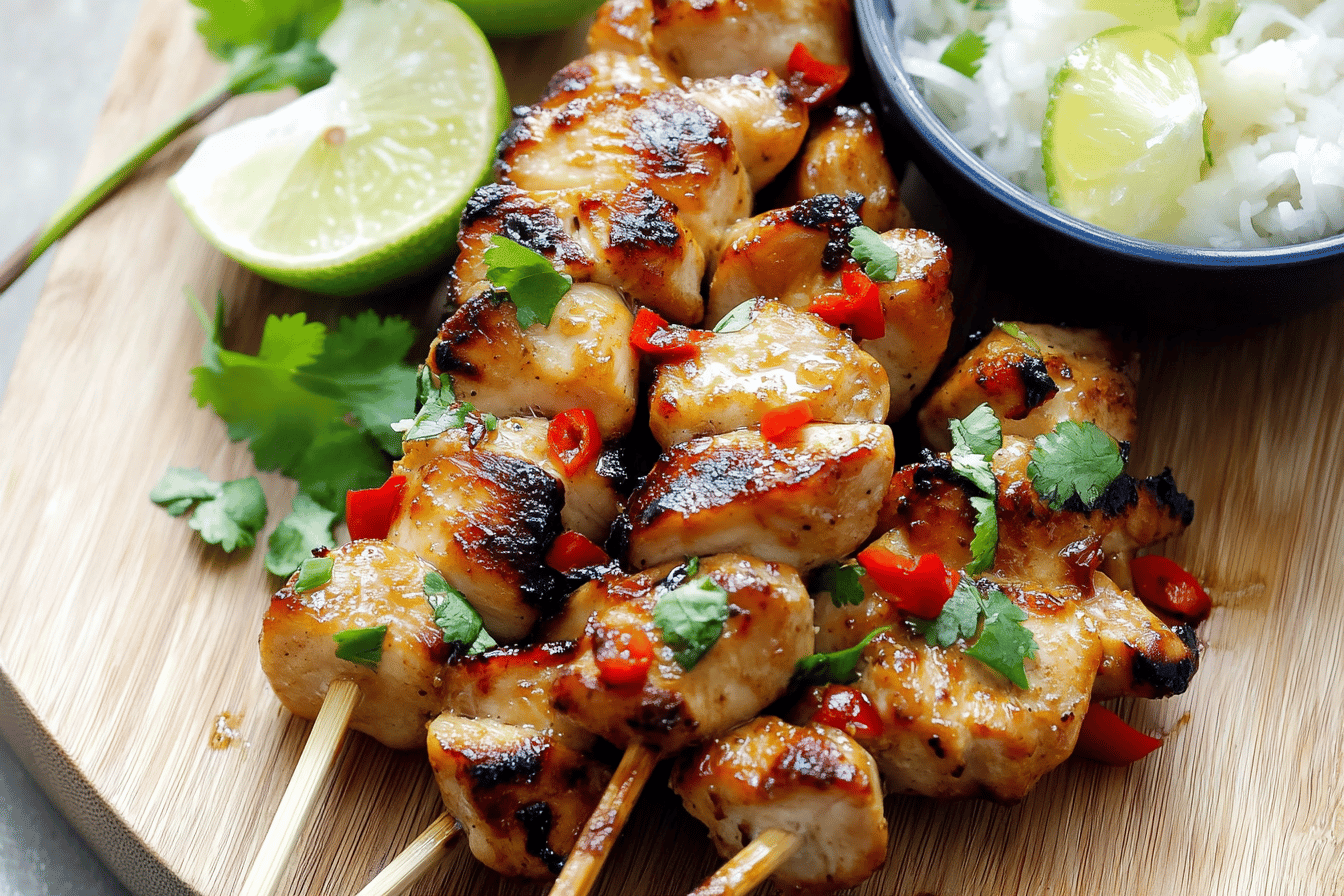 Thai Coconut Chili Chicken Skewers