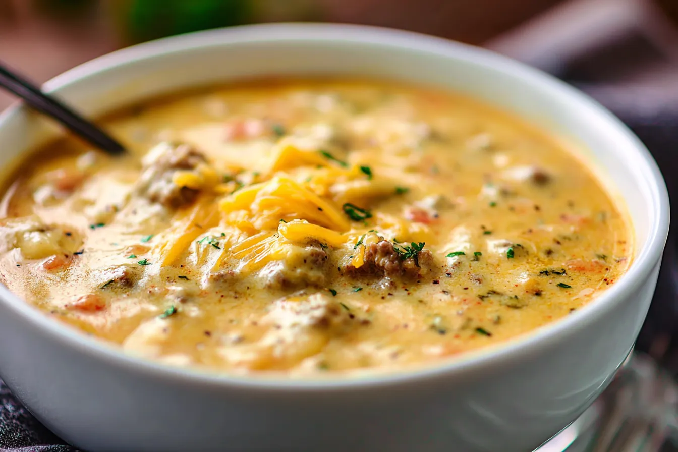 Crock Pot Cheeseburger Soup