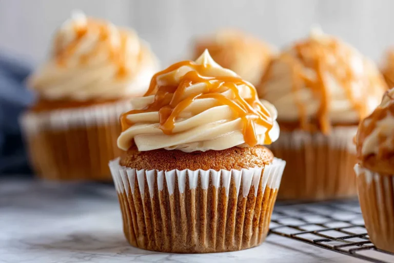 Pumpkin Cupcakes with Caramel Cream Cheese Frosting