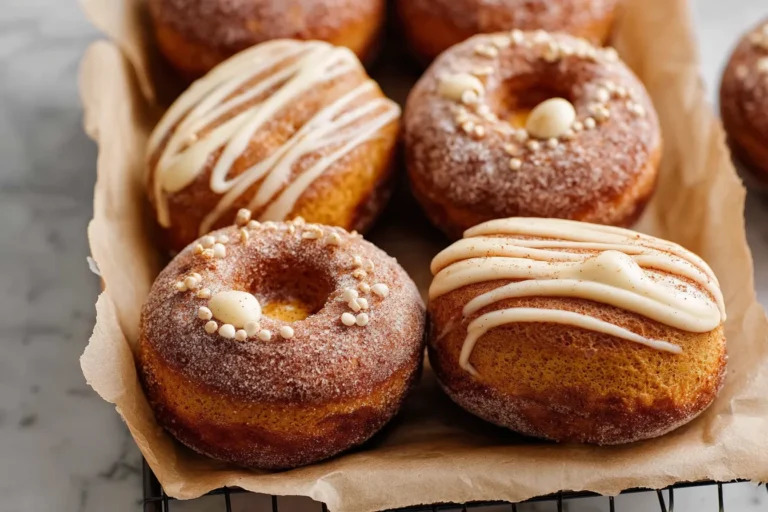 Baked Pumpkin Spice Doughnuts with Cheesecake Swirl