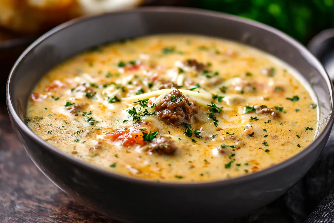 Crock Pot Cheeseburger Soup