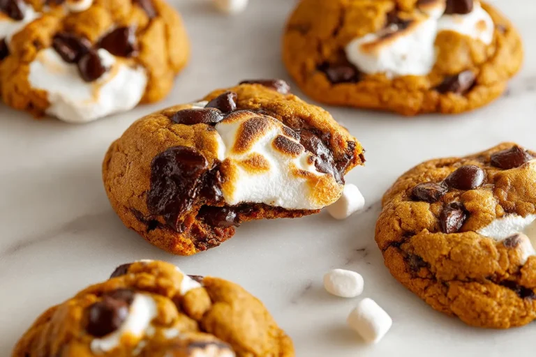Easy Pumpkin Chocolate Chip Cookies with Gooey Marshmallow Centers