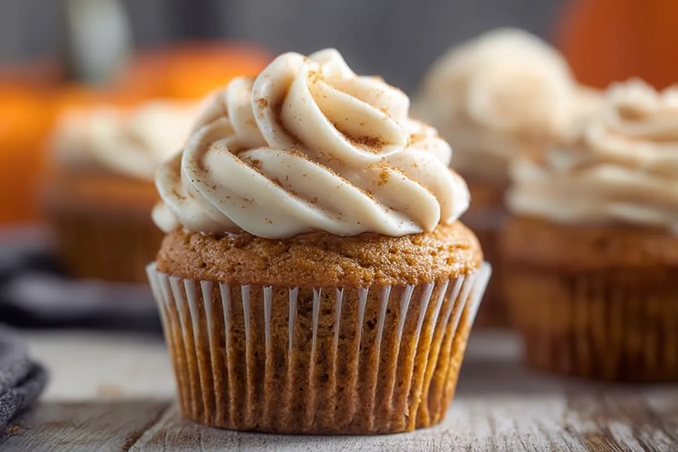 Easy Pumpkin Spice Cupcakes with Cream Cheese Swirl