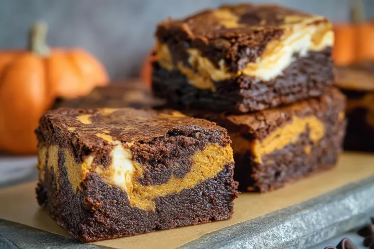 Fudgy Pumpkin Brownies with Cream Cheese Swirl