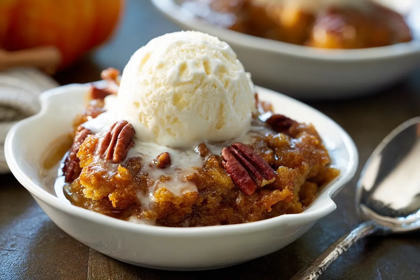 Warm Pumpkin Pecan Cobbler