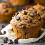 Bakery Style Pumpkin Muffins Loaded with Chocolate Chips