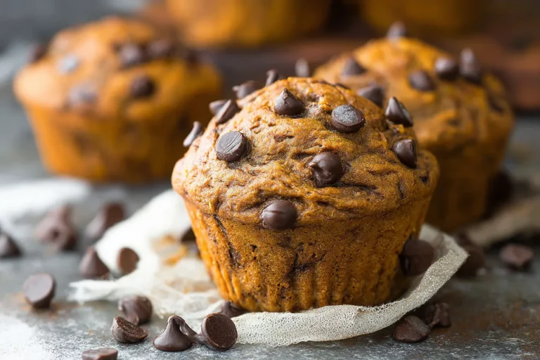 Bakery Style Pumpkin Muffins Loaded with Chocolate Chips