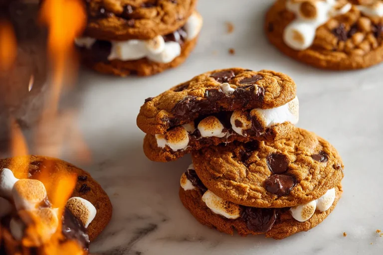 Campfire Inspired Pumpkin S’mores Cookies