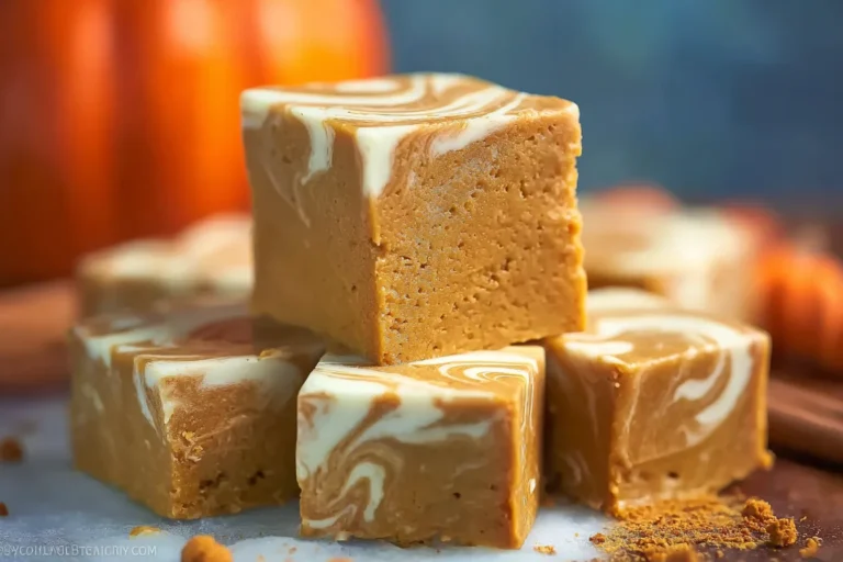 Decadent Pumpkin Fudge with White Chocolate Swirls