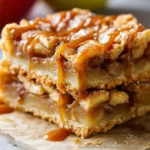 Easy Shortbread Apple Pie Bars with Caramel Drizzle