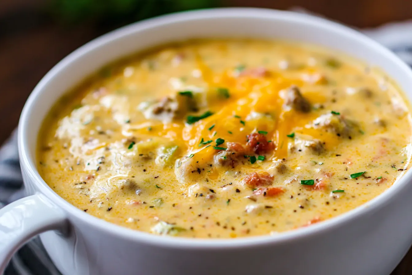 Easy Slow Cooker Cheeseburger Soup