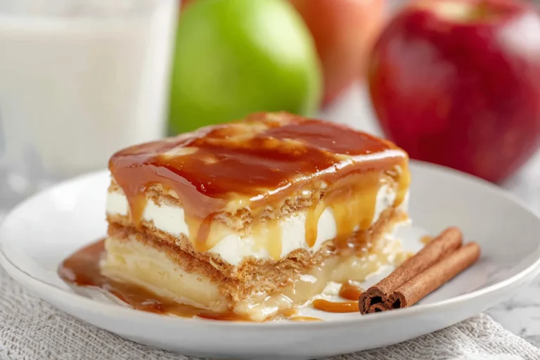 Layered Caramel Apple Eclair Cake