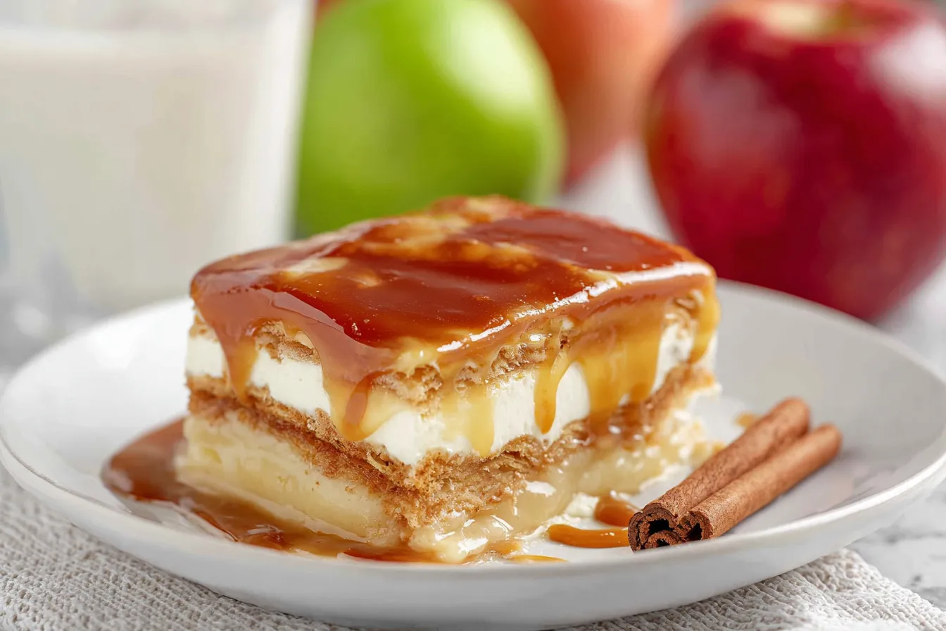 Layered Caramel Apple Eclair Cake
