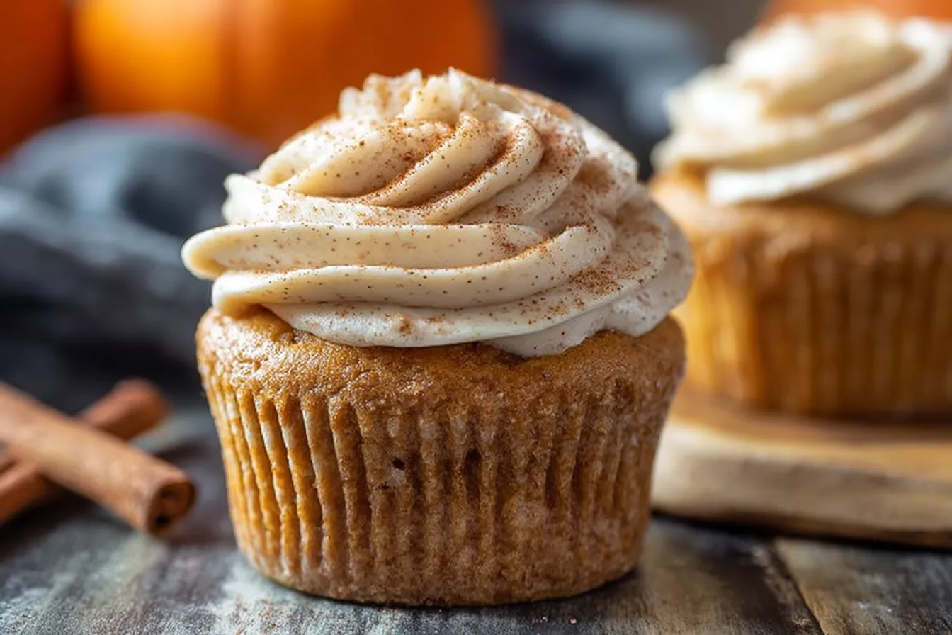 The Best Cinnamon Frosted Pumpkin Cupcakes