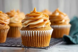 The Best Pumpkin Cupcakes with Caramel Swirl Frosting